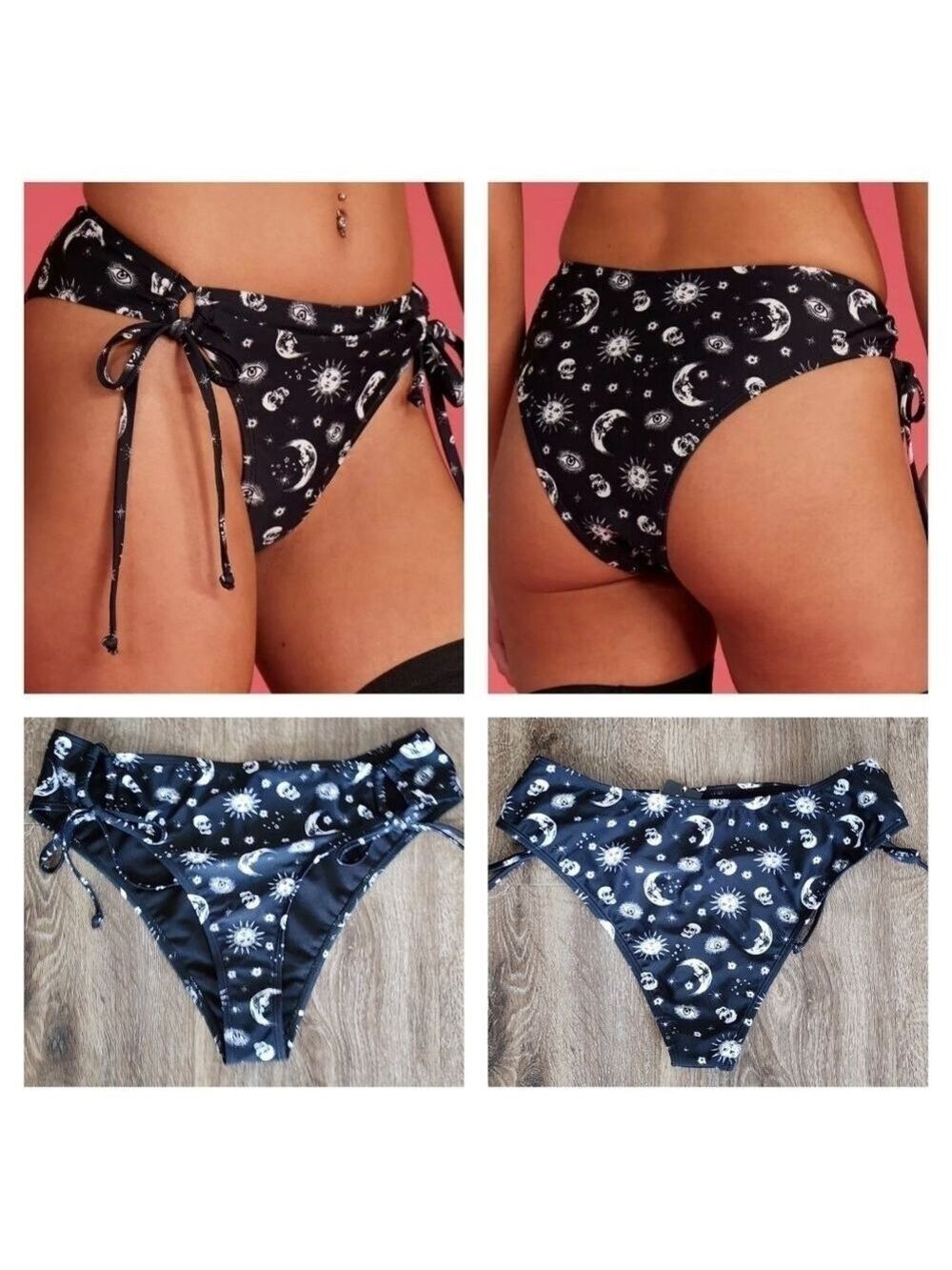 Hot Topic Swim Bottoms Celestial Skull Hipster NEW #1633
